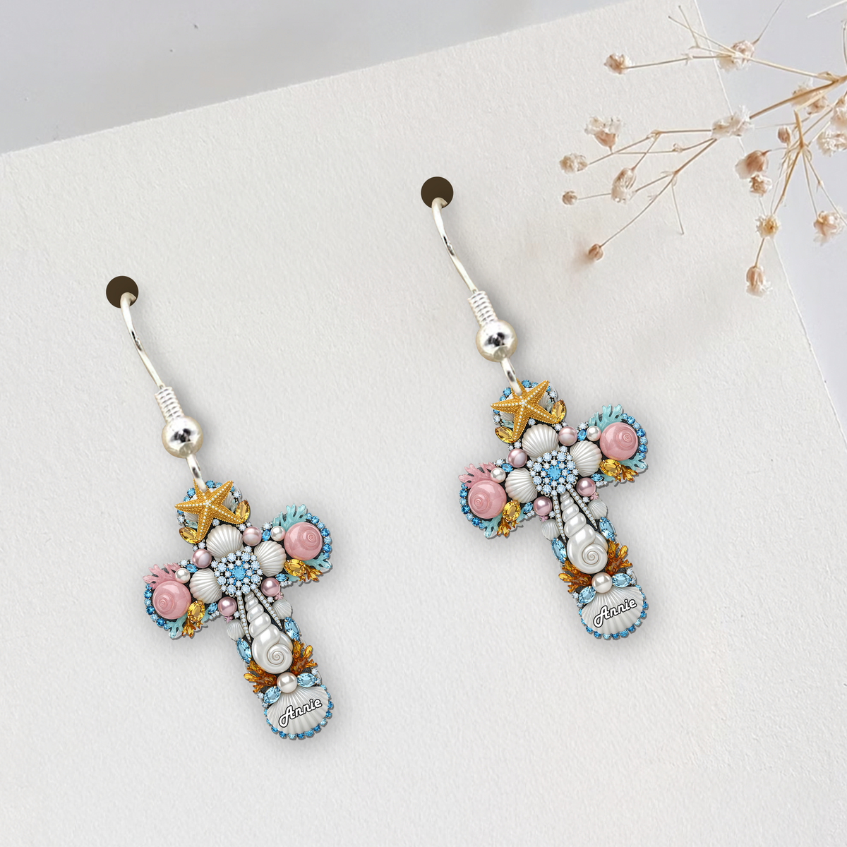 Faithful Cross Seashells Earrings - Personalized Gift For Christians 03NALU160625-Homacus
