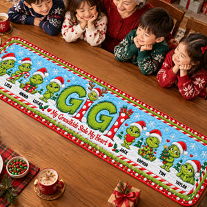 Grandkids Christmas Table Runner - Personalized Gifts For Grandma 02HUTN031026-Homacus