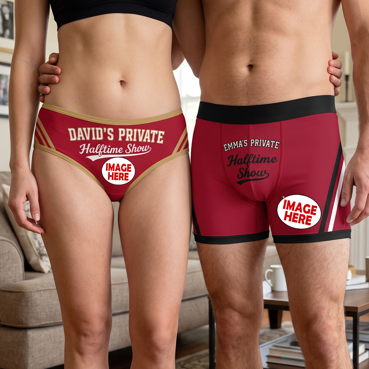 Matching Game Day Couple Men & Women Boxer Briefs - Personalized Gift For Sporty Couples 03HUTN120926-Homacus