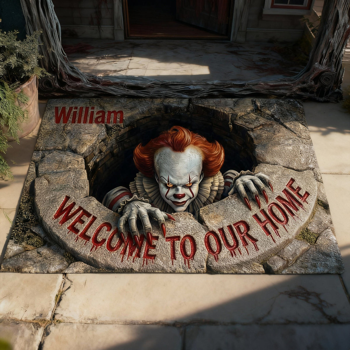 Welcome To Our Home Shaped Doormat - Personalized Gift For Horror Lovers 07TGLU280126-Homacus