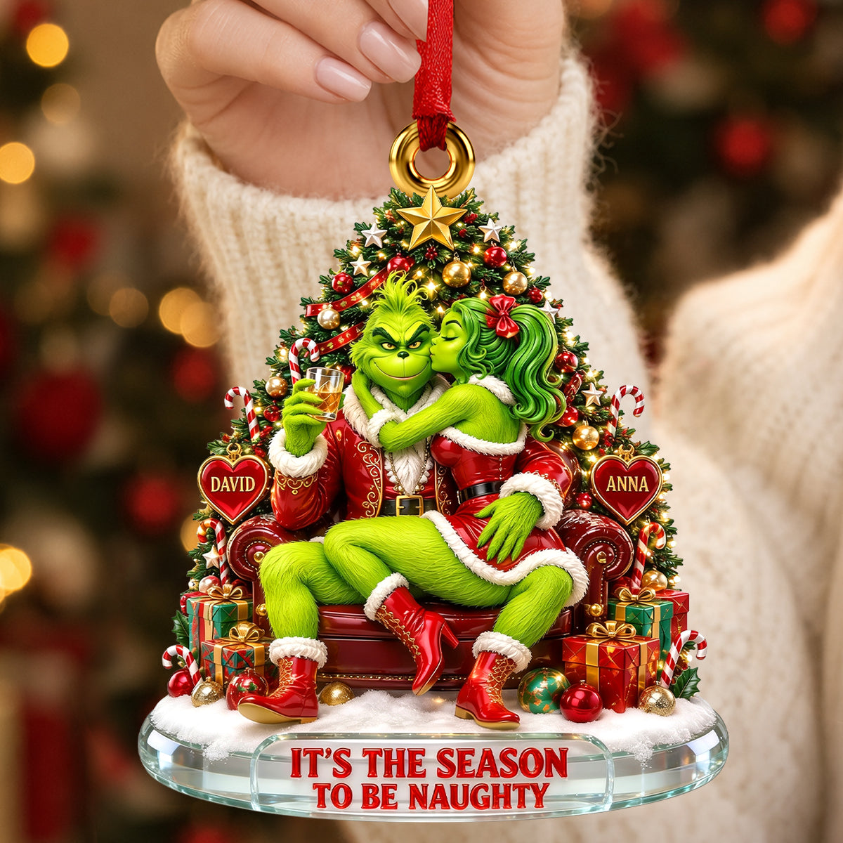Mistletoe Moments Couple Acrylic Ornament - Personalized Christmas Gift For Couples 05TYDH150926