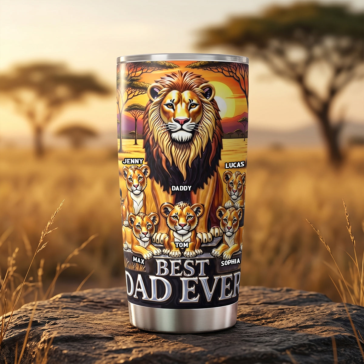 Lion Dad And Kid 20oz Tumbler - Personalized Gifts For Father's Day Tumbler 04TOTN050526-Homacus