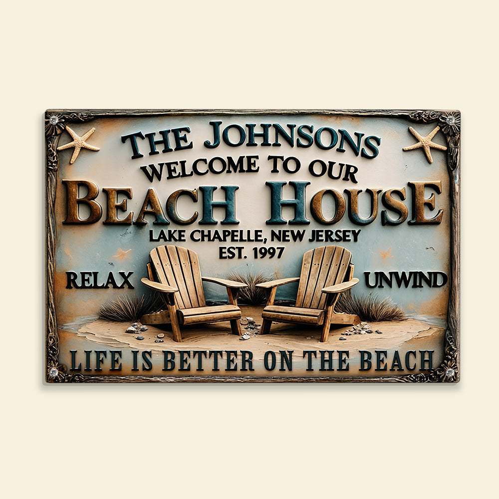 Beach House Entrance Metal Sign - Personalized Gifts For Family At Beach 01qhqn070725-Homacus