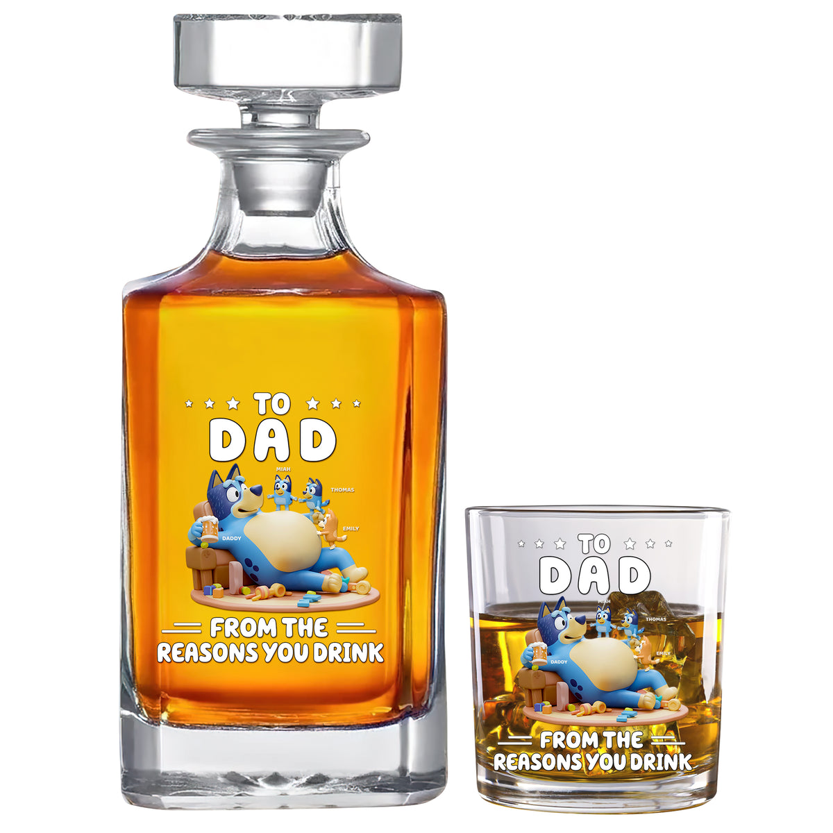 Cheers To Dad Whiskey Decanter Set Personalized Gifts For Dad 02QHDT230525-Homacus