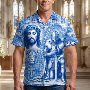 Kneeling Knight Toile de Jouy Hawaiian Shirt - Personalized Gifts For Christian Hawaiian Shirt 01HUDH170626-Homacus