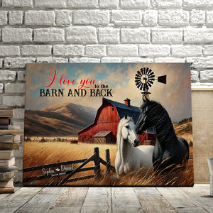 Personalized Gifts For Couple Wall Art, Horse Couple I Love You To The Barn 01QHLU121224-Homacus