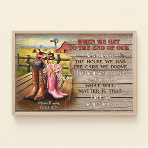 Personalized Gift For Cowboy Couple Wall Art, Cowboy Boots On Western Farm Canvas 03QHMH131224-Homacus