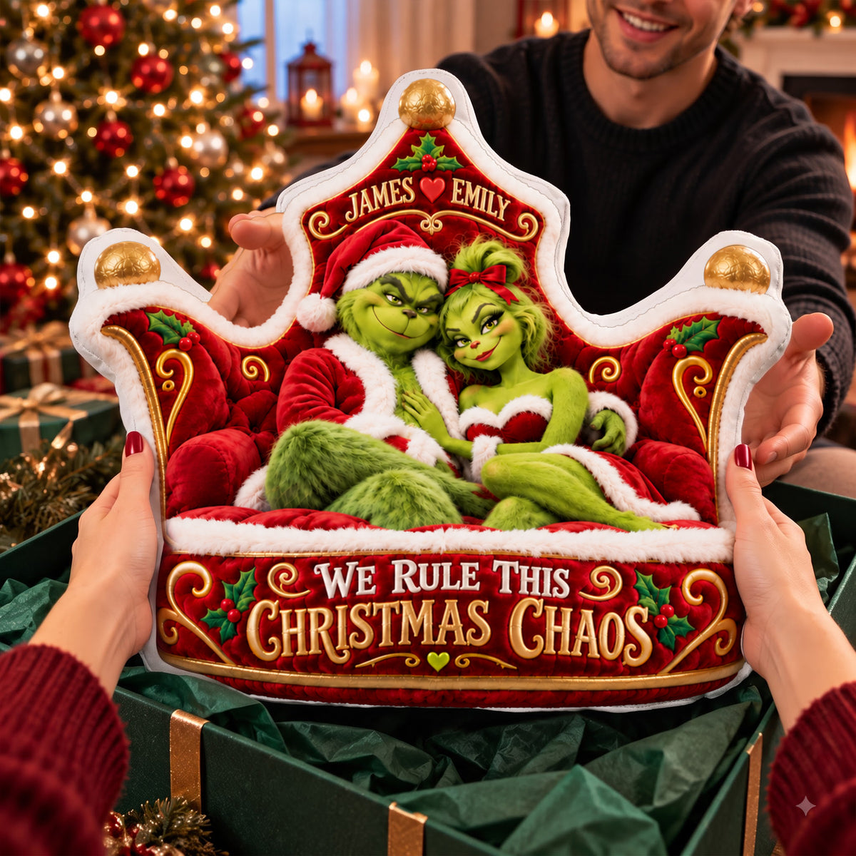 Mischievous Christmas Couple Pillow - Personalized Gifts For Couple 01halu091026-Homacus