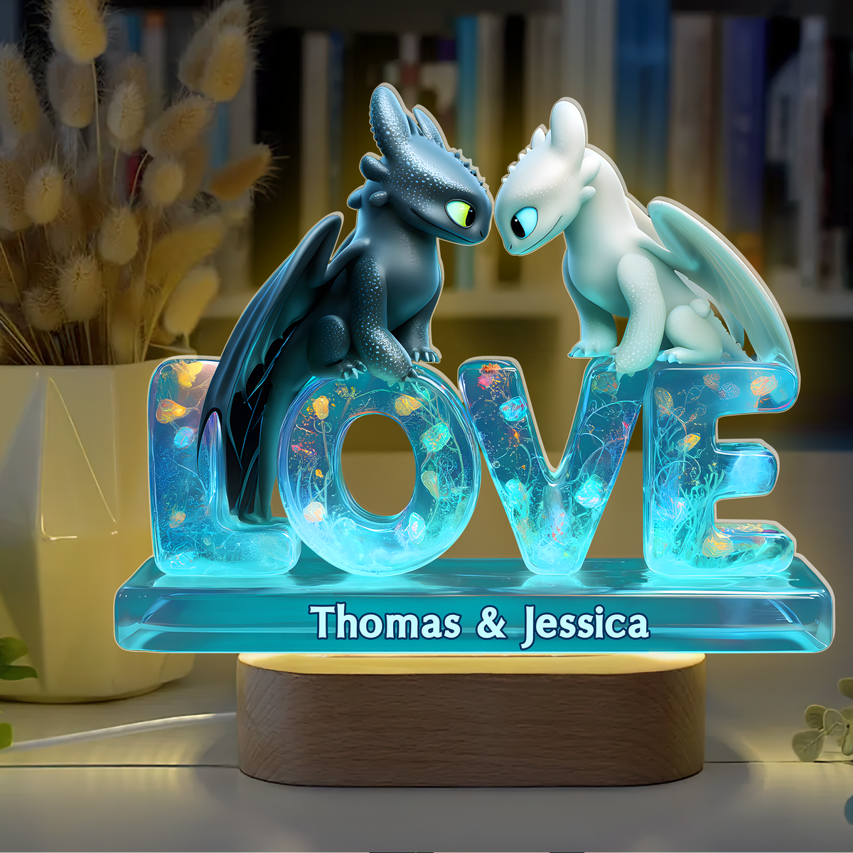 Couple Led Light With Oval Base - Personalized Gifts For Couple 02TGPU080525-Homacus