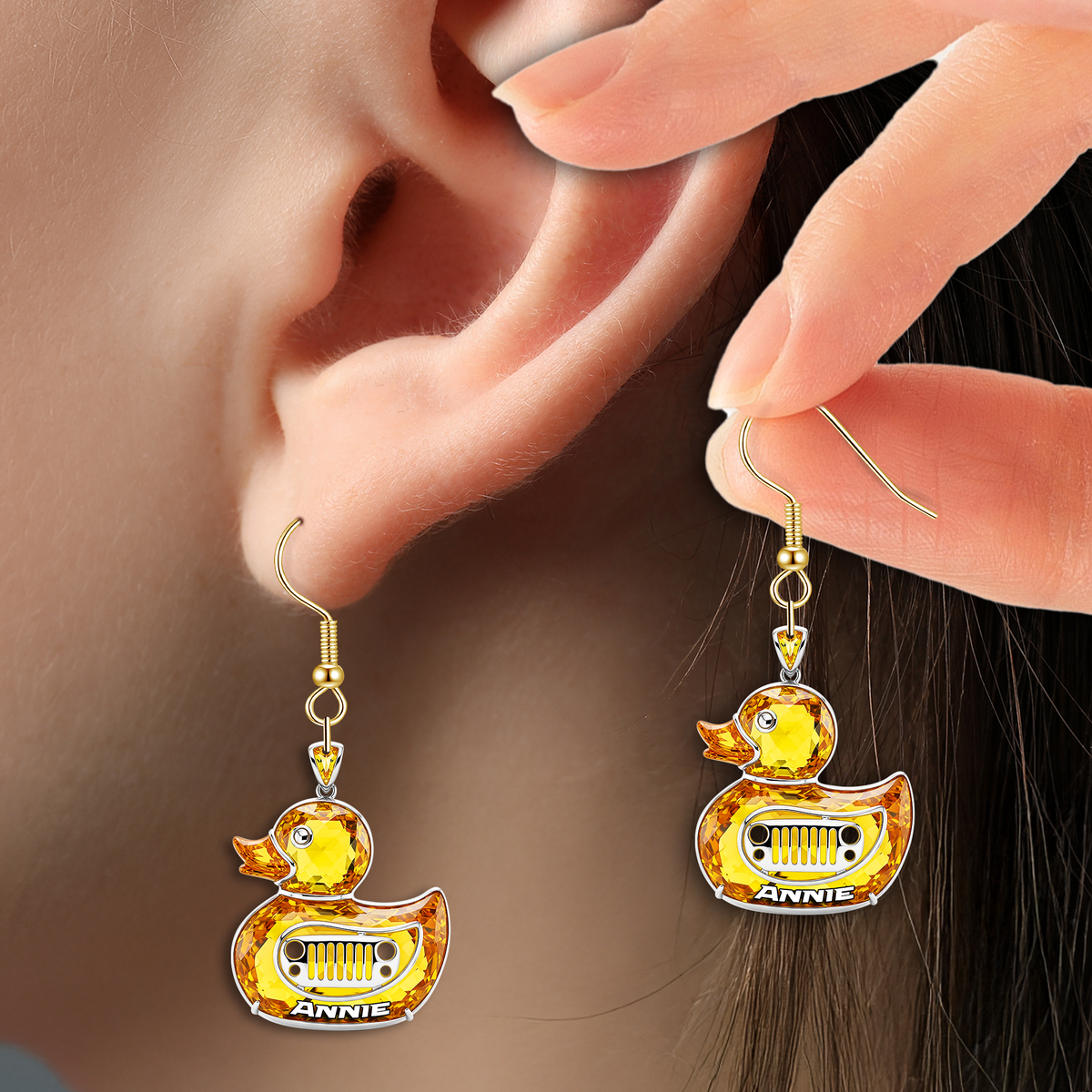 Fun Duck Earrings - Personalized Gifts For Off-road Girl 05QHLU120725-Homacus