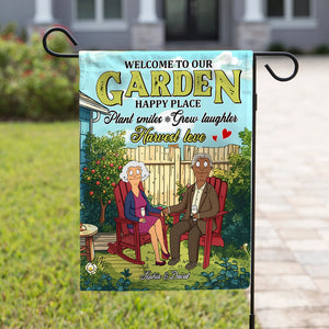 Personalized Gifts For Couple Garden Flag 04xqtn110225pa Our Garden Happy Place Plant Smiles Grow Laughter-Homacus