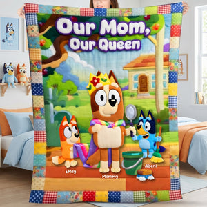 Happy Puppy Family Blanket - Personalized Gifts For Mom 01TYQN160426-Homacus