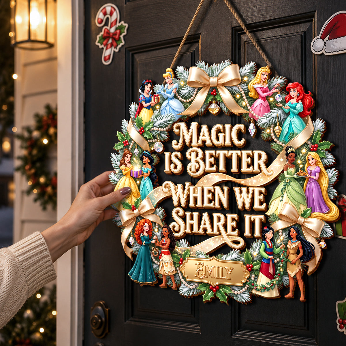 Lovely Fairy Tale Princesses Wreath Acrylic Sign - Personalized Christmas Gifts 06hadh110826-Homacus