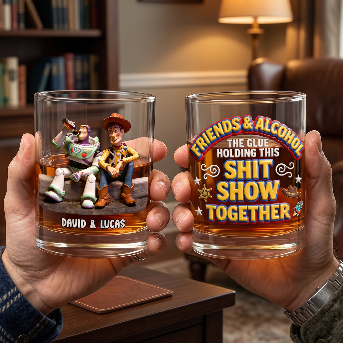 Friends And Drinks Round Glass - Personalized Gifts For Friends 03totn300626-Homacus