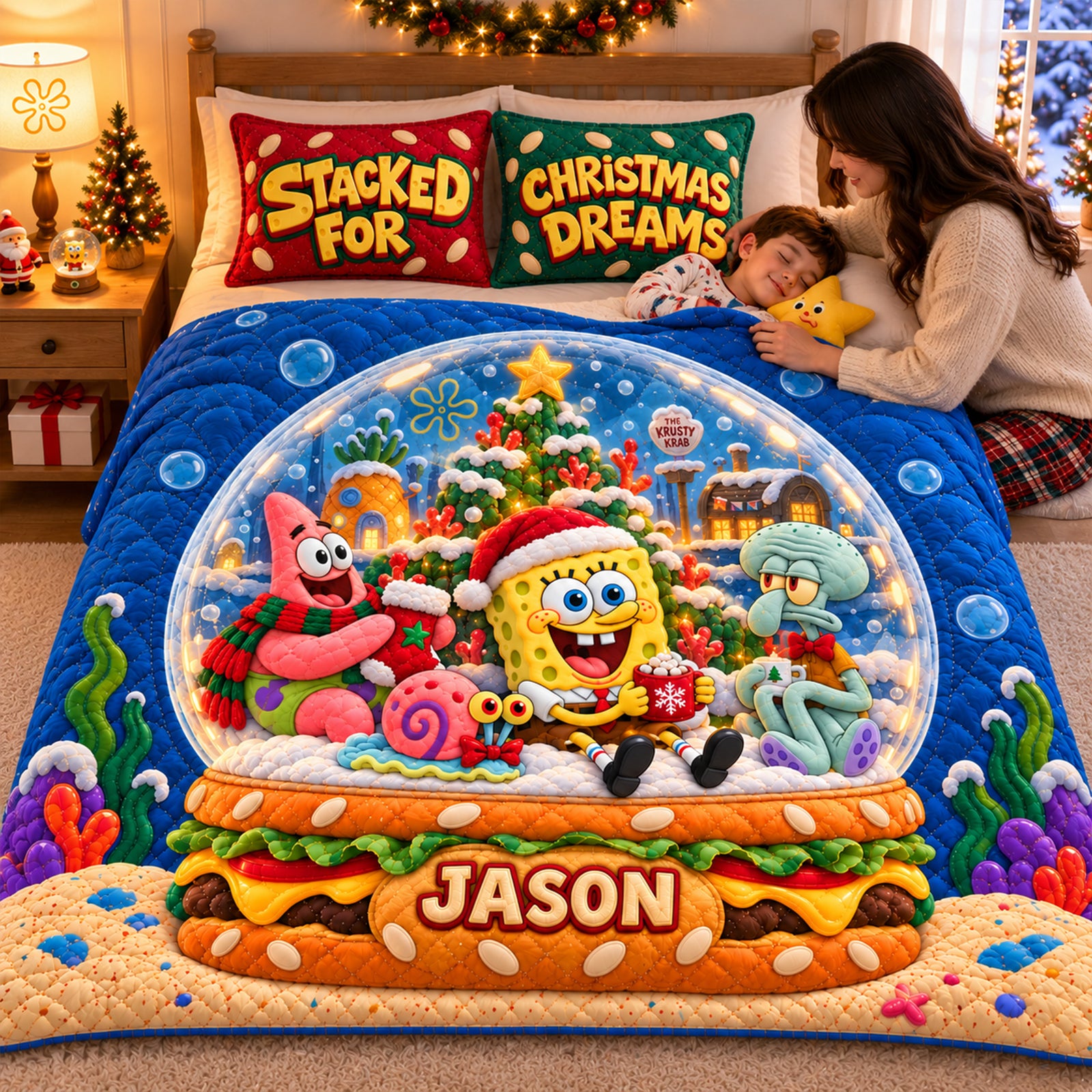 Yellow Sponge & Nautical Friends Quilt Bed Set - Personalized Christmas Gifts 07HALU011026-Homacus