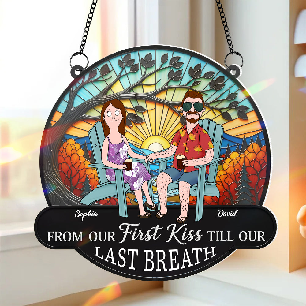 Funny Cartoon Couple Personalized Christmas Gifts For Couple Suncatcher Ornament 03ohtn300725pa-Homacus