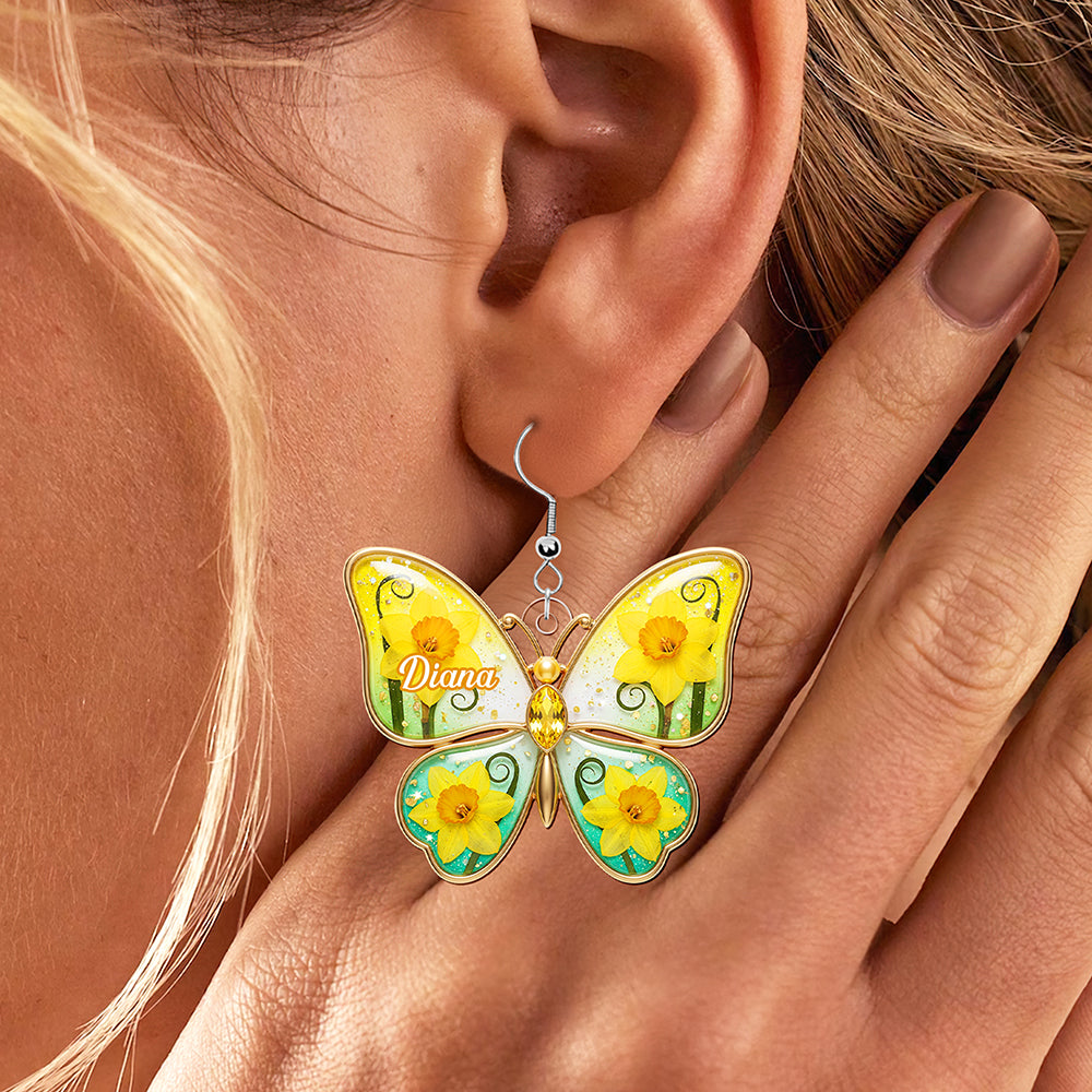 Birth Month Flower Butterfly Acrylic Earrings – Personalized Gifts for Her 04naqn130625-Homacus