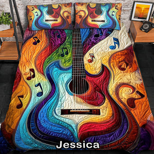 Personalized Colorful Rainbow Guitar For Guitar Lovers Quilt Bedding Set Special Line 07QNQN301224-Homacus