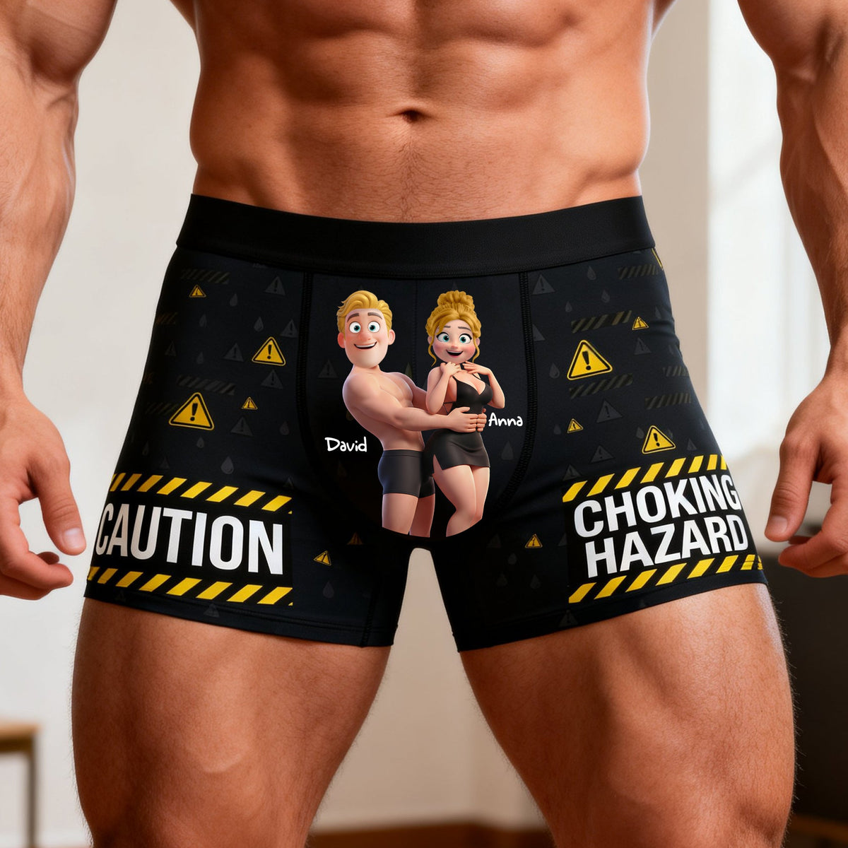 Couple Fun Caution Men Boxer - Personalized Gift For Him 04QHLU160126-Homacus