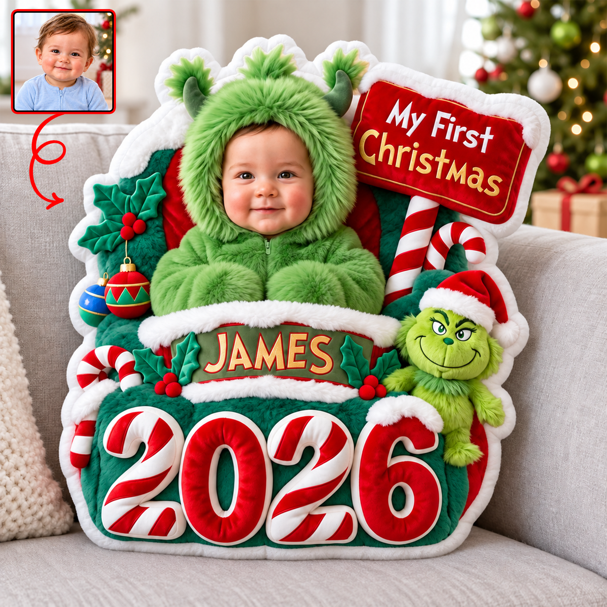 Baby First Christmas Custom Photo Pillow - Personalized Gifts For Christmas 05pgqn151026-Homacus