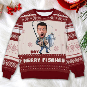 Custom Photo Gifts For Fishing Lover Christmas Ugly Sweater 03TOLU091024-Homacus