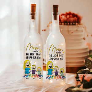 Personalized Gift For Mom Bottle Lamp Cartoon Mom And Kids 06KAMH190225HH-Homacus