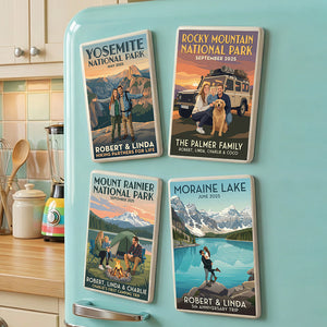 Memorable Trips Retro Fridge Magnet, Custom Photo Gifts For Camper, Hiker, Trekkers, Outdoor Enthusiasts 03qhdt241225-Homacus