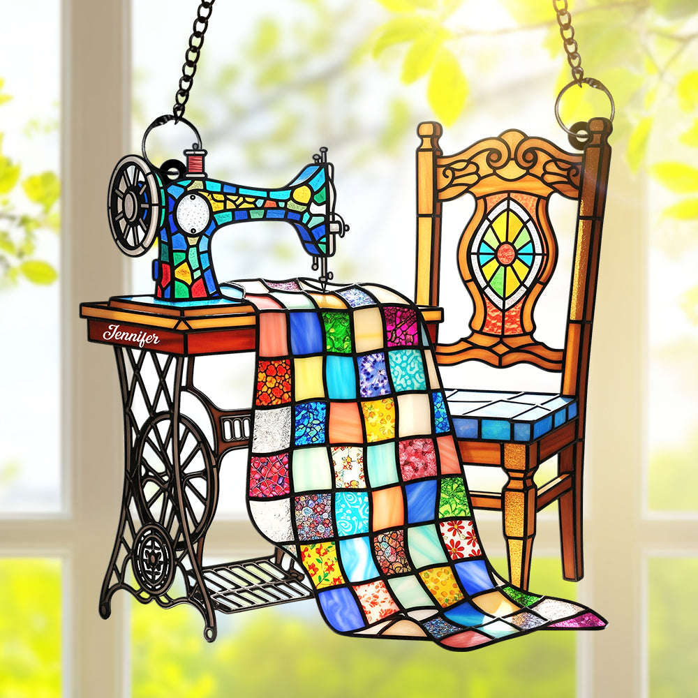 Vintage Sewing Machine Suncatcher Ornament – Personalized Gifts For Sewing Lovers 01ohqn240725-Homacus