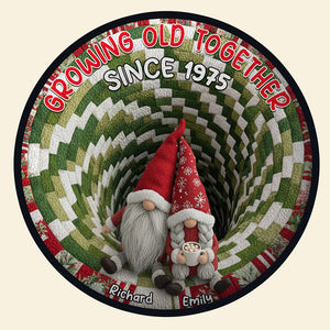 Gnome Couple Quilted Round Mat - Personalized Gifts For Couple 01naqn131025-Homacus