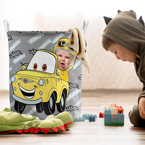 Personalized Custom Photo Gifts For Kids Driving Car Laundry Basket 02KAPU031224-Homacus