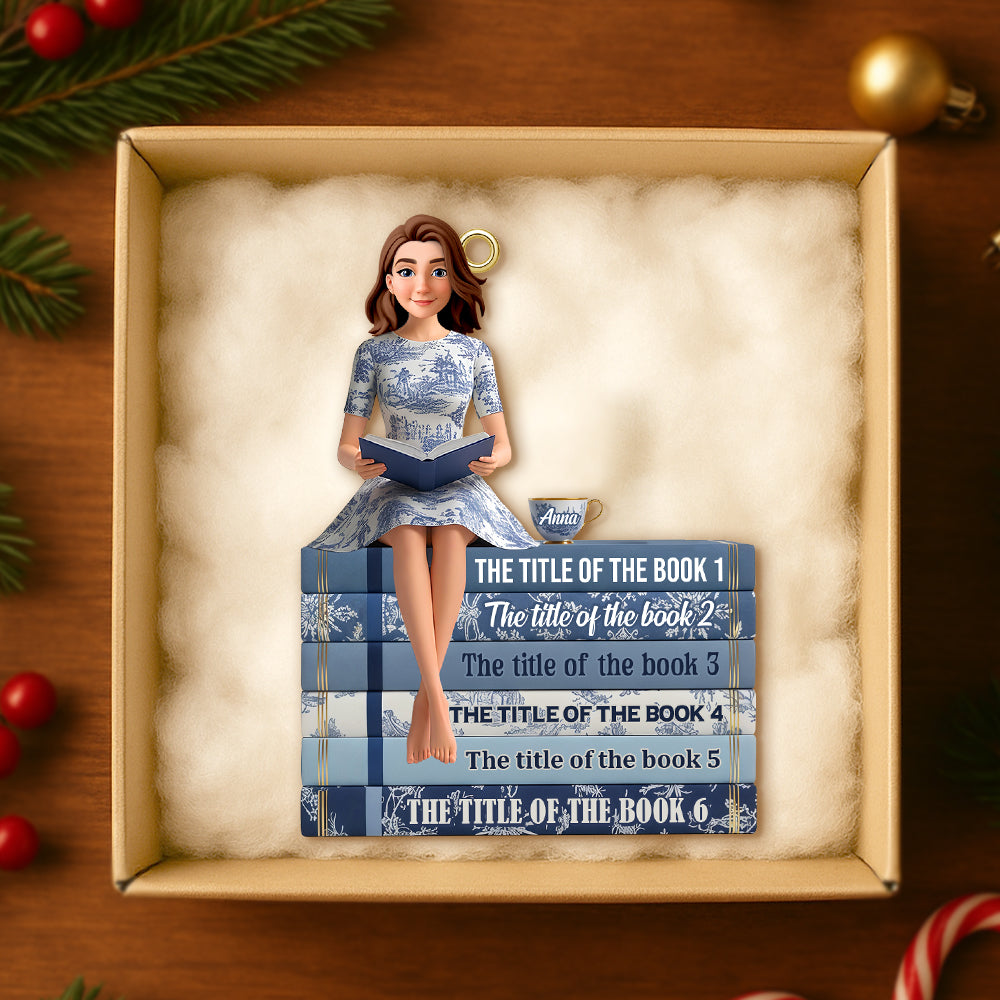 Toile de Jouy Reading Girl Christmas Ornament Personalized Gifts For Book Lovers 01ohtn041125-Homacus