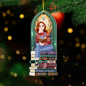 Personalized Gift For Book Lovers 05HUPU170924PA Ornament A Girl Sitting On Stack Of Books Reading-Homacus