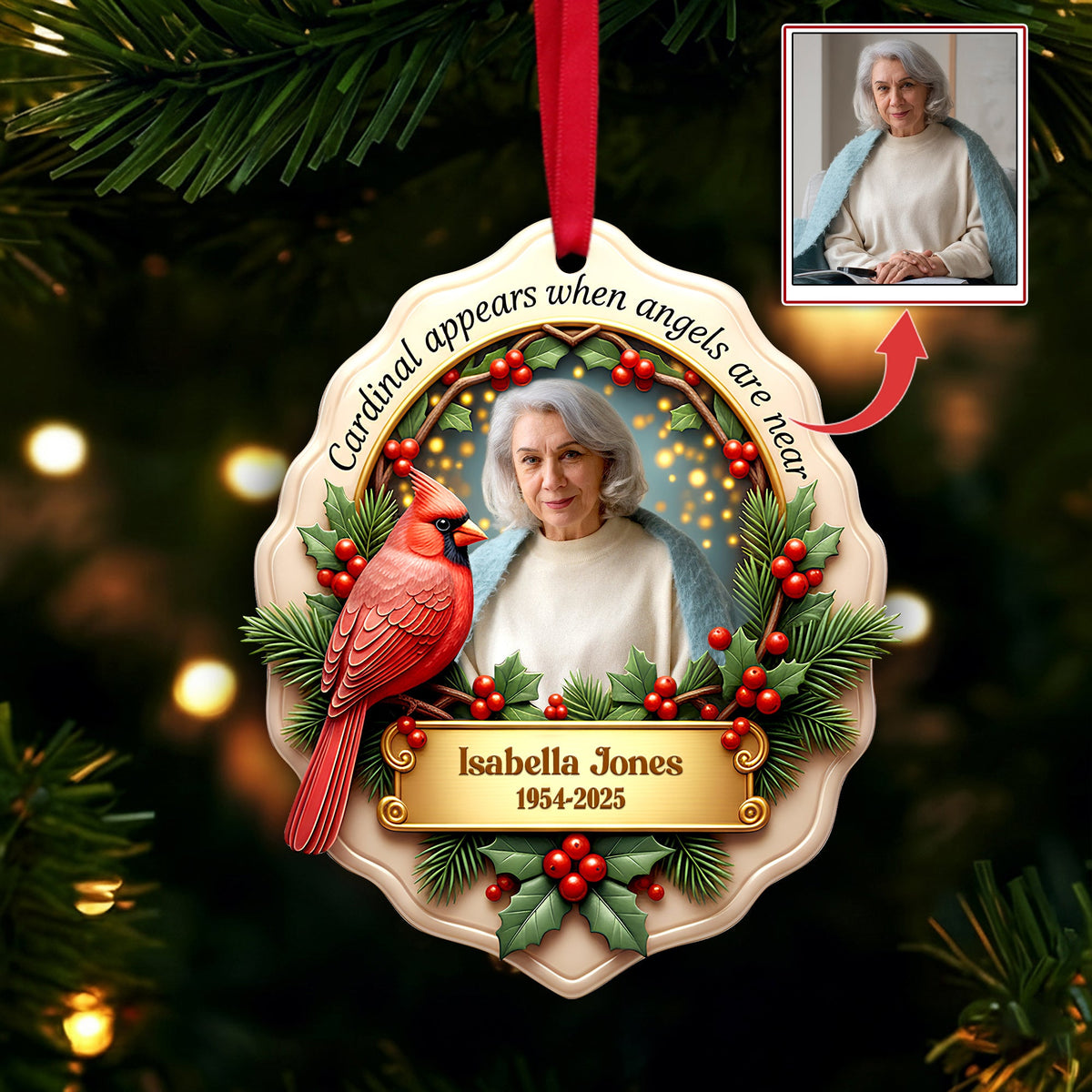 In Loving Memory Cardinal Ornament - Personalized Custom Photo Gift For Heaven 09HULU121125-Homacus