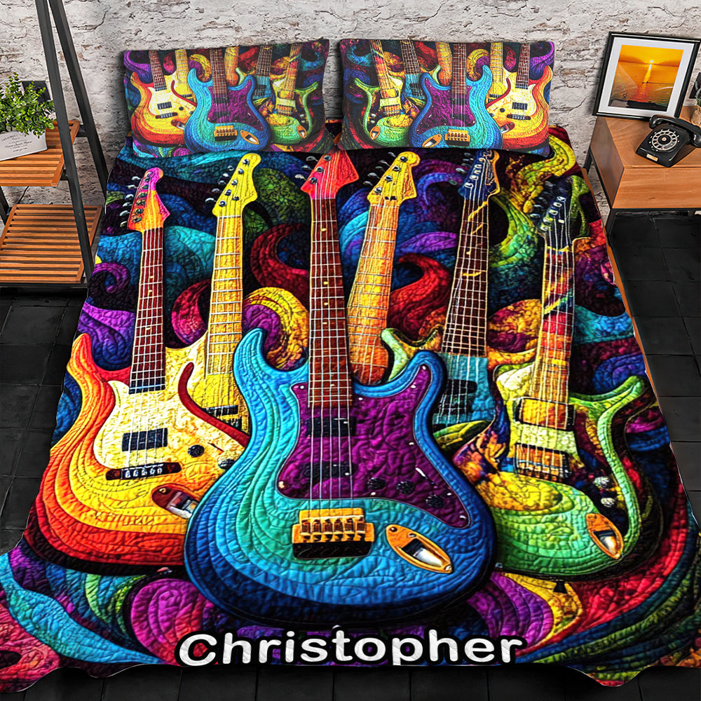 Personalized Gifts For Guitar Lovers Quilt Bedding Set Special Line Radiant Tones 11QNQN301224