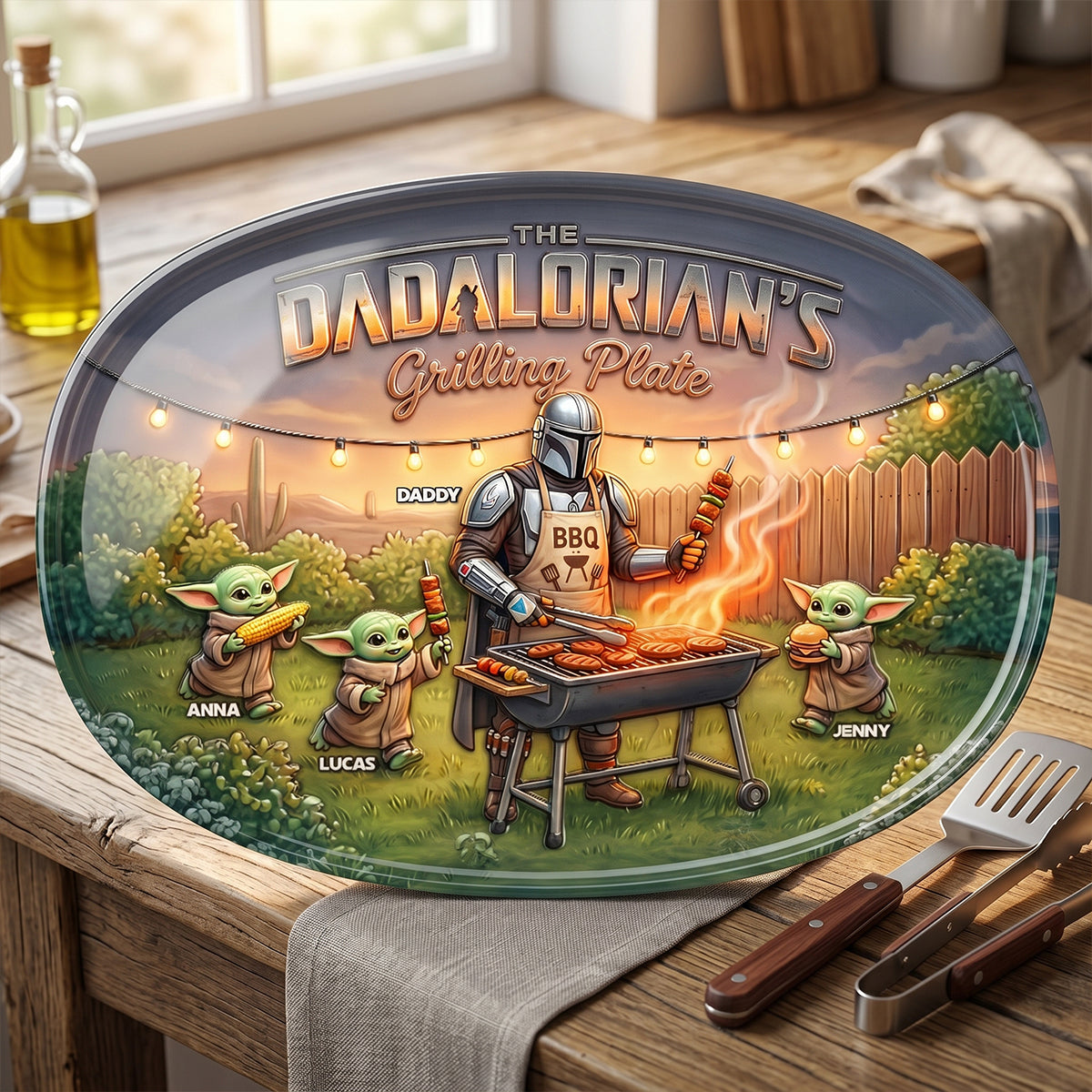 Warrior Dad Grilling Plate - Personalized Gifts For Dad 01natn130526-Homacus
