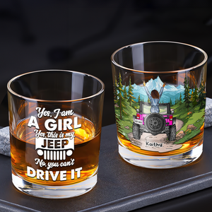 Personalized Gifts For Offroad Car-loving Girl Round Whiskey Glass 01huhu150125 This Is My Car You Can't Drive It-Homacus