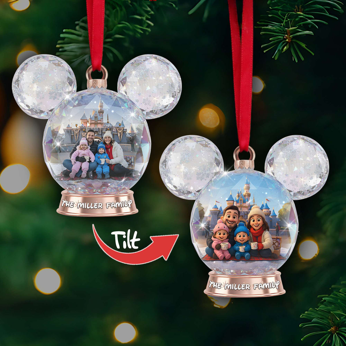 Sparkle Globe Christmas Lenticular Ornament - Personalized Custom Photo Gifts For Family 07NALU240925-Homacus