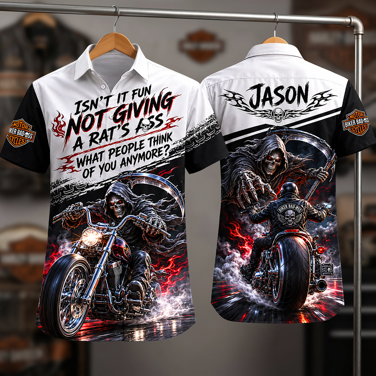 Rough Badass Motorcycle Hawaiian Shirt - Personalized Gifts For Biker 02qhta240626-Homacus