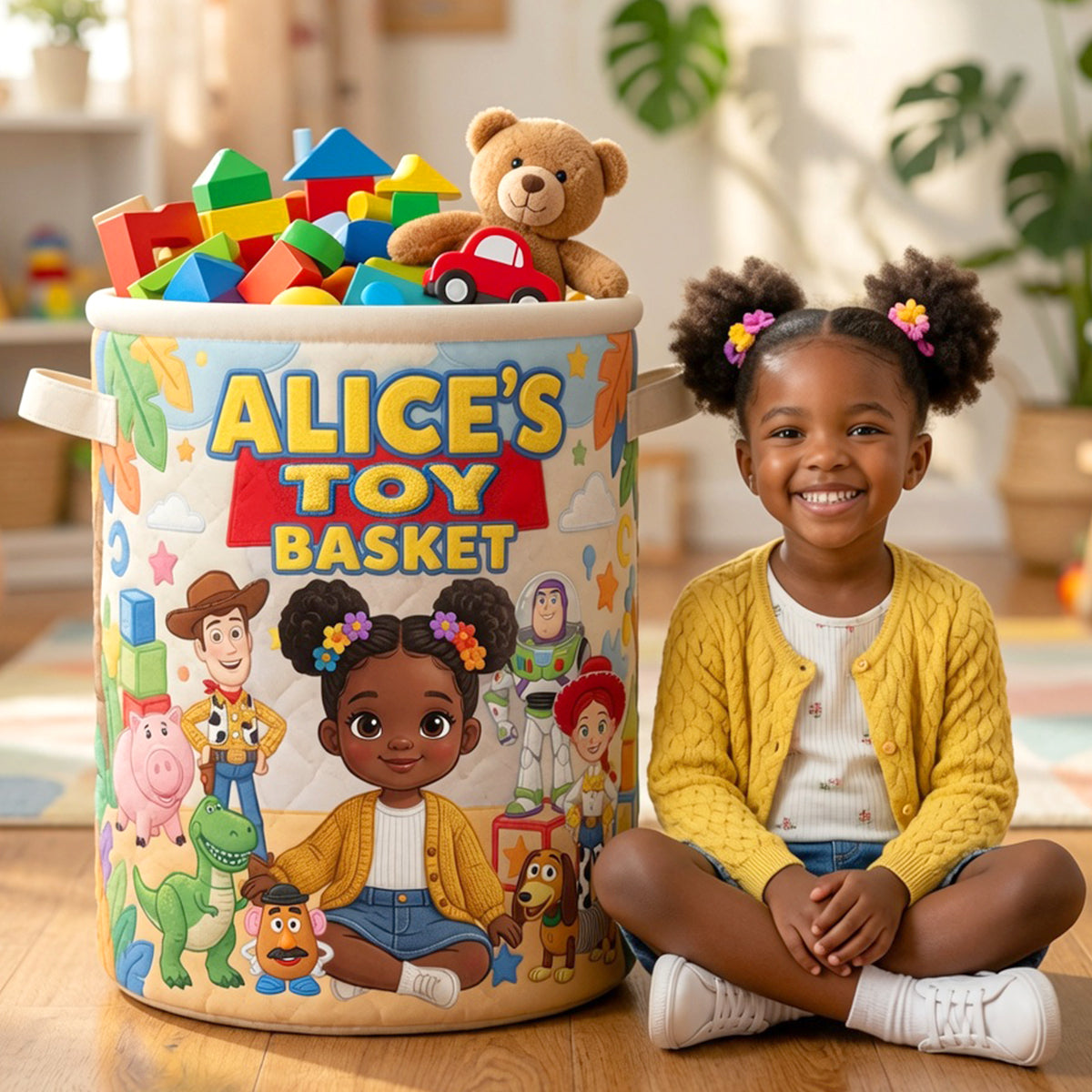Lovely Characters Quilted Laundry Basket - Custom Photo Gifts 04natn090726-Homacus