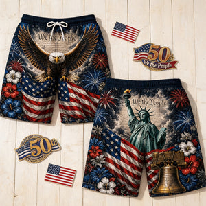 USA Patriotic Men's Beach Shorts -  Personalized Gifts For Him 05totn040726