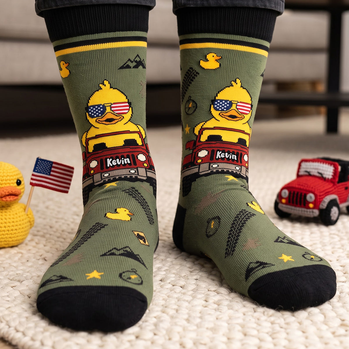 Quirky Duck On Adventure Car Socks - Personalized Gifts For Off-road Lovers 04NATA280926