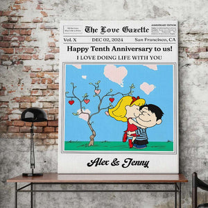 Personalized Gifts For Couples Canvas Happy Anniversary Newspaper 01TGMH191224HG-Homacus