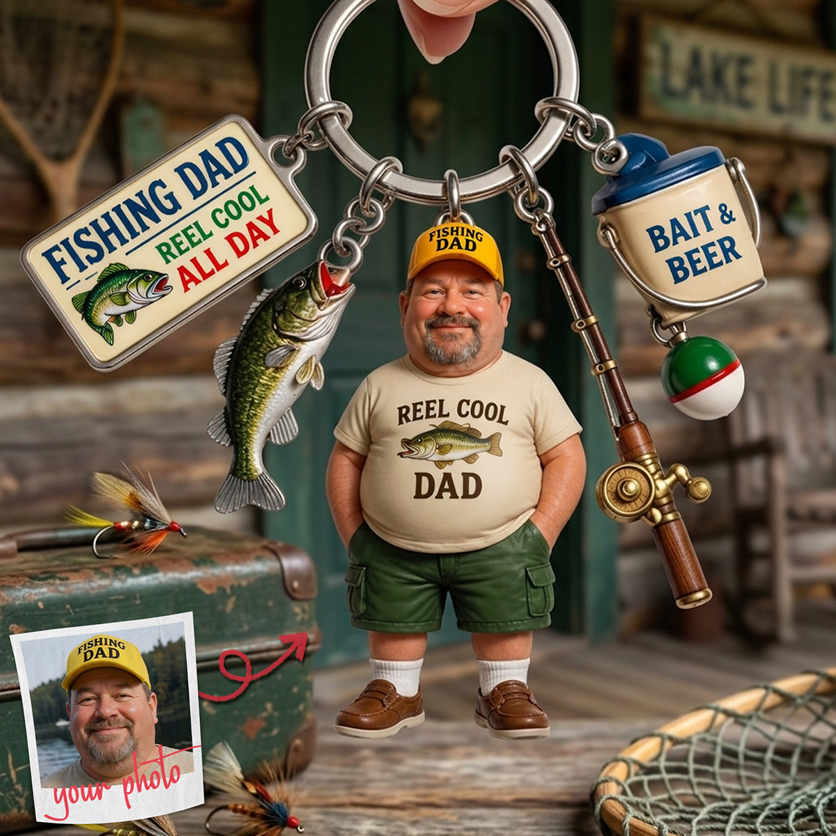 Custom Photo Fishing Dad Tag Keychain - Personalized Gifts For Dad 03tyta280426-Homacus