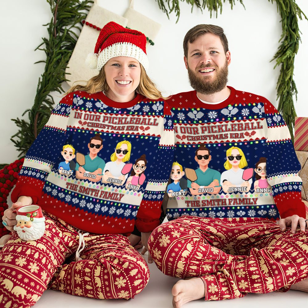 Personalized Gifts For Family Lover Pickleball Ugly Sweatshirt Christmas 01XQLU191024PA-Homacus