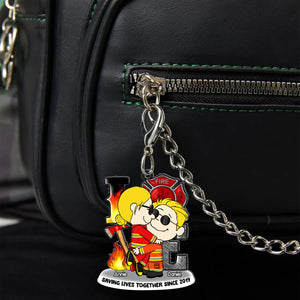 Personalized Gift For Firefighter Couple Acrylic Keychain 04OHLU150125HG-Homacus