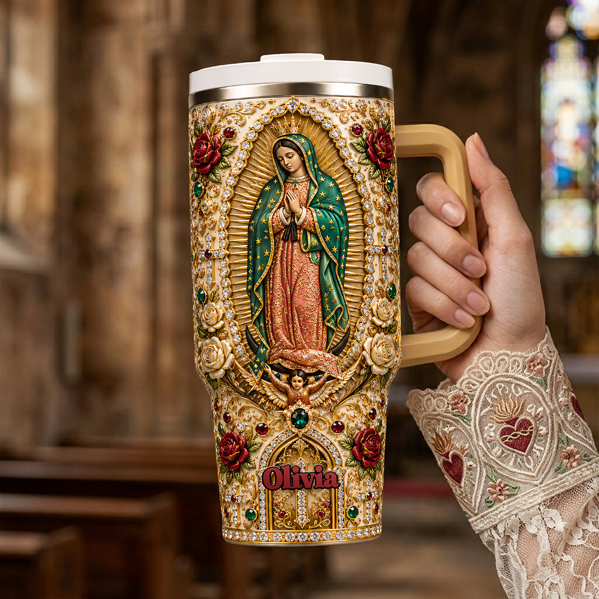 Jesusvirgin Mary Christian Tumbler With Handle - Personalized Gifts For Christian 01nata120626-Homacus