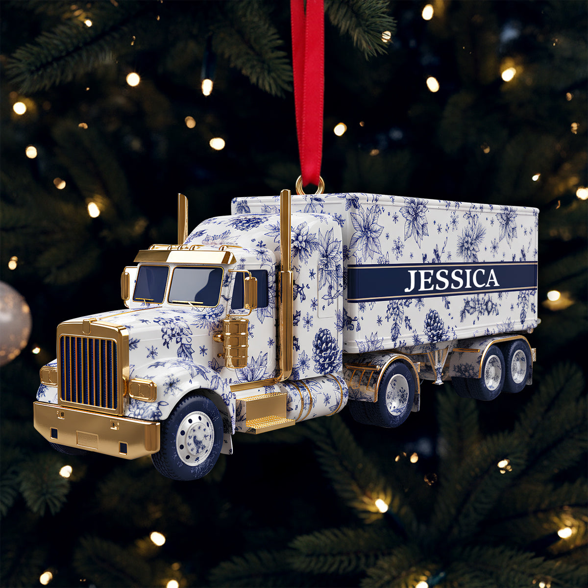 Elegant Semi Truck Ornament - Personalized Gifts For Truckers 01PGLU021025-Homacus