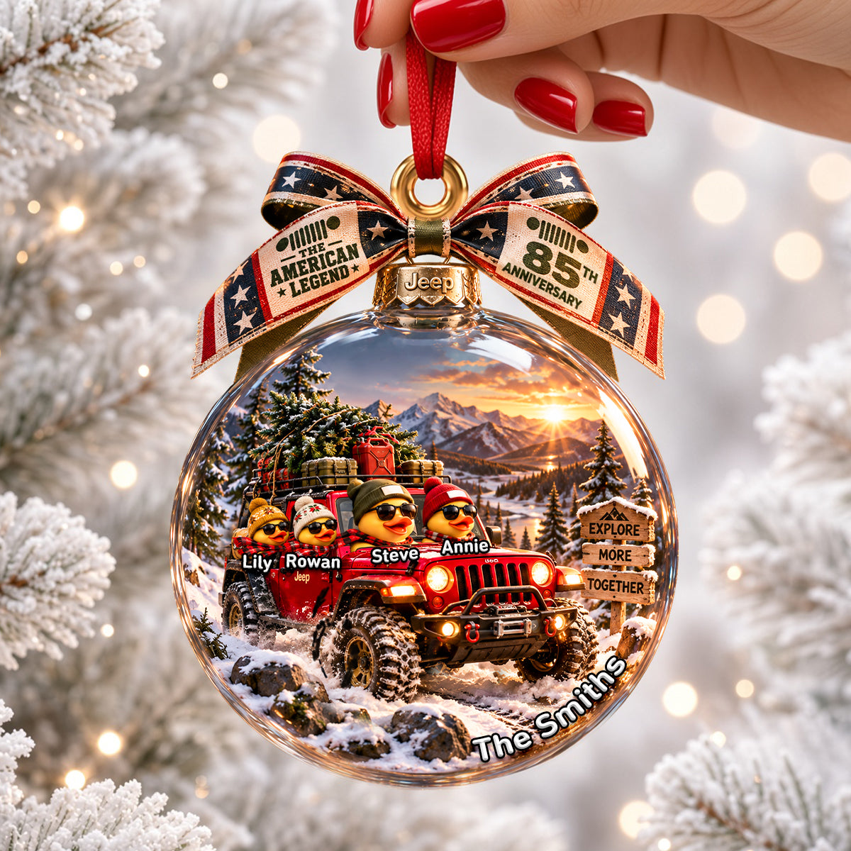 Duck Family Off-Road Lover Ornament - Personalized Gifts For Family Christmas Ornament 03QHDH021026
