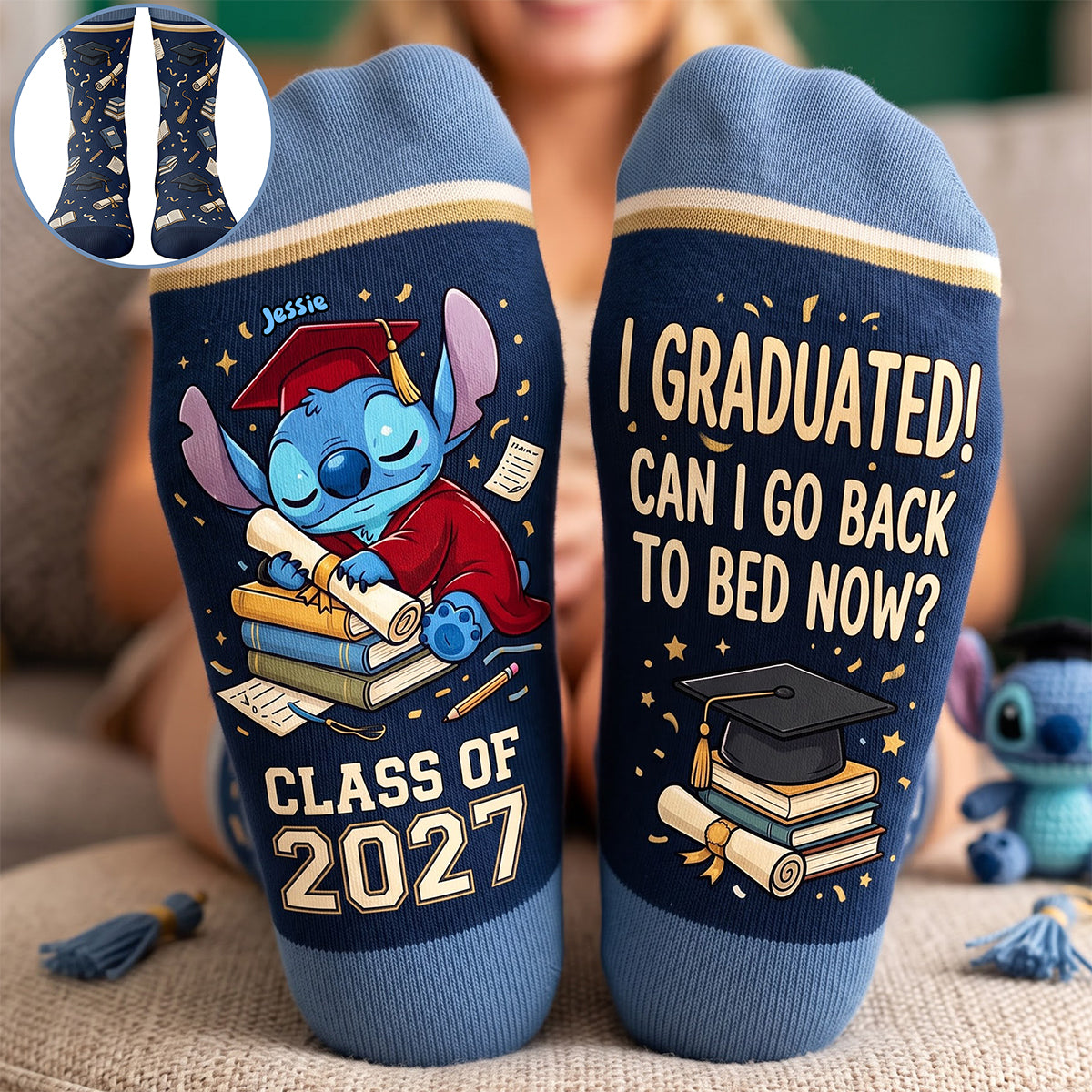 Adorable Graduation Character Middle Tube Socks - Personalized Graduate Gifts 03NATA280926