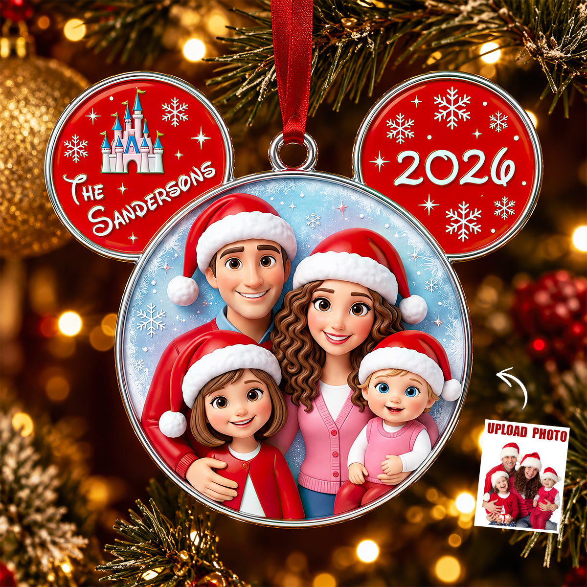 Family Together Christmas Acrylic Ornament - Personalized Custom Photo Gift For Family 03HUDT240826